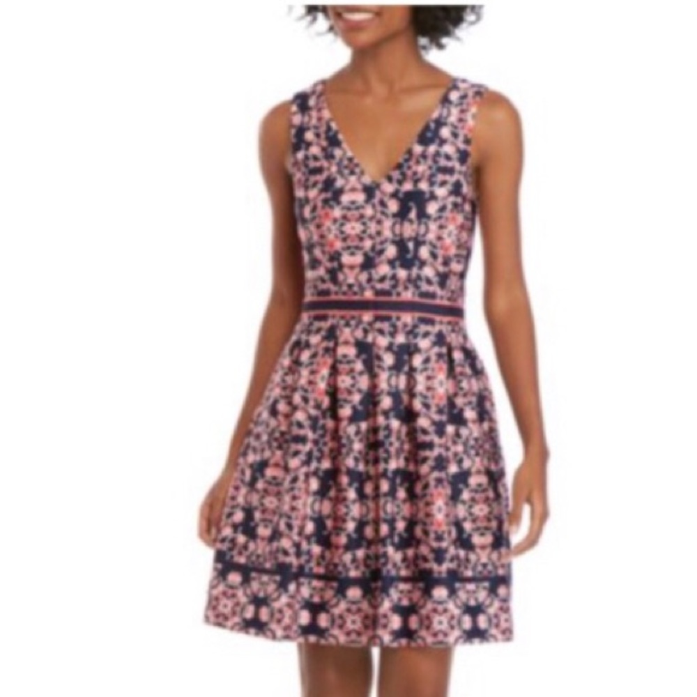 Vince Camuto Navy and Pink Floral Dress
